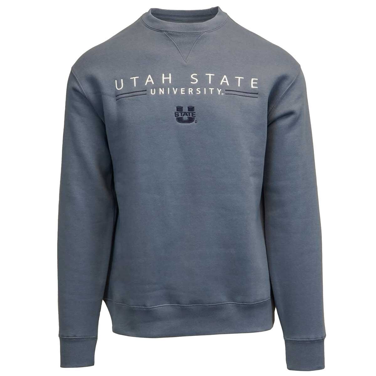 Embroidered Utah State University U-State Crew Sweatshirt Blue
